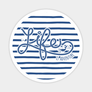 Navy lettering: Life is adventure Magnet